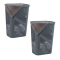 Mind Reader 60L Slim Laundry Hamper, Clothes Basket, Lid, Ventilated, Plastic, Set of 2, Gray - color: Gray, size: 2-Pack