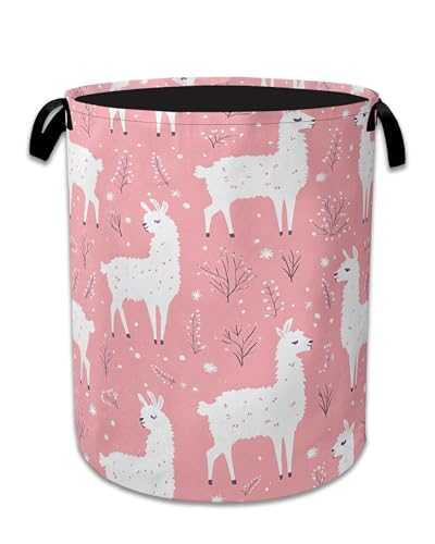 Cute Alpaca Laundry Basket Collapsible Laundry Hamper Oxford Storage Bin for Clothes Storage, Toy Organizer, Books and Sundries 16" X 20.8" - color: Cute Alpaca