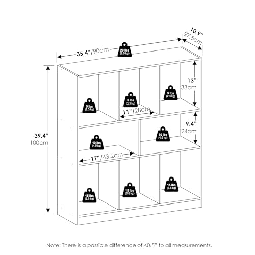 Furinno DALY Book Shelf, 8-Cube Bookshelf, Horizontal Cube Storage Organizer Bookcase, 10.9 x 35.4 x 39.4, for Living Room, Bedroom, Home Office, White - color: White, size: Horizontal, 8-Cube