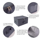 iwill CREATE PRO Pack of 2, Fabric Folding Washable Clothes Storage Boxes with Zip Lid for Wardrobe, Black Gray - color: Black Gray