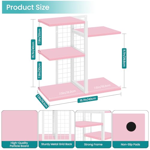 ELITEROO Desktop Bookshelf, Tiered Desk Organizer Shelf, Wooden Tabletop Bookshelf Small Desk Book Shelf, Dresser Top Organization Storage Rack and Desk Decorations for Women Office, Pink - color: Pink