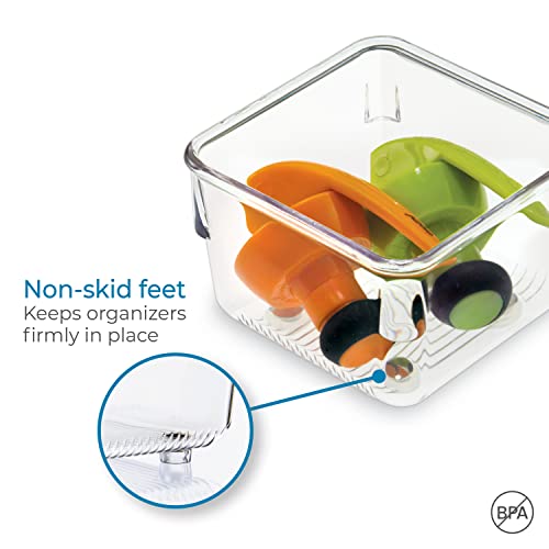 iDesign Linus Plastic Drawer Organizer, Storage Container for Vanity, Bathroom, Kitchen Drawers, 3" x 3" x 2", Set of 2, Clear - size: 3 x 3 x 2, style: Pack of 2