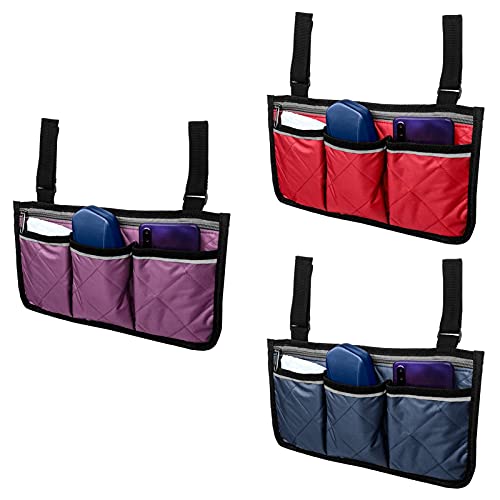 12.6×6.9in Sofa Armrest Organizer,Multifunctional Wheelchair Side Hanging Bag,Large Capacity Multiple Pockets Armrest Storage Pouch for Stroller Electric Wheelchair Walker Scooter (Army_Green)