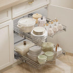 DINDON Pull Out Cabinet Organizer (22-1/2" W x 21-1/2"D), Cabinet Pull Out Shelves, 2 Tier Pull Out Drawers for Kitchen Cabinets, Wire Basket Slide Out Shelf, Pot and Pan Organizer - size: 22-1/2“ W X 21-1/2"D