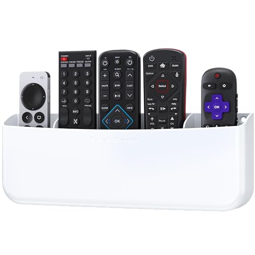 TotalMount Hole-Free Remote Holder – Eliminates The Need to Drill Holes in Your Wall (Premium White Remote Control Holder for 5 or 6 Remotes) - color: For 5 or 6 Remotes – Premium White