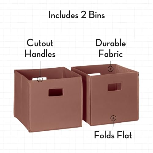 RiverRidge Kids 2pc Fabric Collapsible Storage Cube Organizers with Handles for Playroom Organization - Terracotta - color: 2 Terracotta Bins