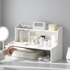 Desktop Organizer Office Desk Multi Layer Storage, Wood Display Shelf, Rack Mini Bookshelf Cosmetics Organizer (M)