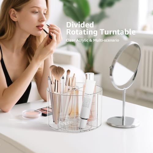 2-Pack Divided Drink Packet Organizer, Rotating Turntable Organizer, Spinning Powdered Drink Mix Holder, Clear Lazy Susan Turntable, Divided Water Drink Packet Storage Organizer - size: 2 Pack - 4 Section