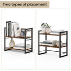 Office Desk Shelf Organizer, Wood Desktop Bookshelf Supplies Storage Rack, Shelf for Top of Desk and Dresser (Brown-2 Tier) - color: Brown