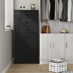 Crestlive Products Tall Dresser, 7-Drawer Wide Fabirc Storage Tower, Chests of Drawers - Vertical Organizer Unit for Bedroom, Hallway, Entryway, Nursery, Wood Top, Closets with Handles (Black) - color: Black, style: Wide-7 Drawers