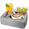 Couch Bed Cup Holder Pillow, Nisdoing 5 Hole Couch Drink Holder! Keep Drinks Hand Side and KeepTemp, Prevent Spills and Use Anywhere. Cup Holder for Couch, Bed,Camping,RV,Car,Beach. Gray - color: Gray