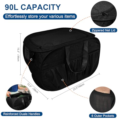 Collapsible Laundry Baskets, Tear Proof Pop Up Laundry Hamper with Lid, Dual Handles Durable Foldable Laundry Basket, Easy to Carry Laundry Hamper for Home, Laundry Room, Bedroom, Dorm, Travel Black - style: Black with Lid