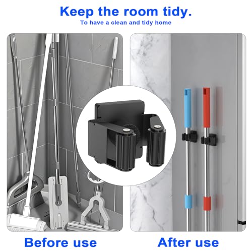 Strong Magnetic Mop Broom Holder, 2 Pack Heavy Duty Magnetic Mop Hanger for Refrigerators, Magnet Wall Mount Broom Holder Tool Storage for Laundry Room Garage Kitchen Workshops Metal Shed - size: 2Pcs Magnetic Broom Holder