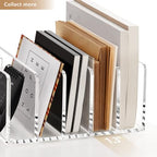 SANRUI Acrylic Mail Organizer, 5 Compartments File Holder for Desk, Letter Sorter with Pen Holder, Clear Countertop Document Sorter for Notebooks, Bills & Eyeshadow Palettes - style: 5 Sections with Pen Holder