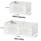 Foldable Storage Bins With Handles, 2 Pack Plastic Expandable Boxes for Organizing, Adjustable from 11-18.9" Drawer Organizers Separators Dividers for Bedroom Kitchen Utensils Tools Closet, Large
