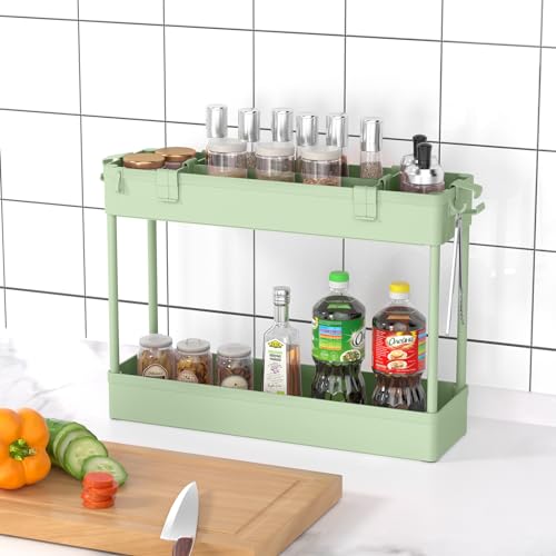 SPACELEAD Slim Storage Cart 4 Tier,Bathroom Organizer Rolling Utility,Mobile Shelving Unit Slide Out for Office, Kitchen, Laundry Room & Narrow Places，Green - color: Green