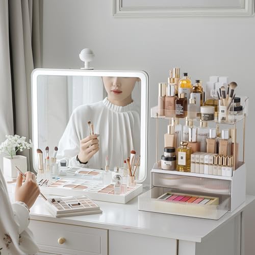 Delamu Bathroom Organizers and Storage, 2 Tier 2 Drawer Makeup Organizer Countertop, Easy to Install, Ideal for Bathroom Counter, Vanity, Clear - color: Clear, size: 2Drawers 1 Pack