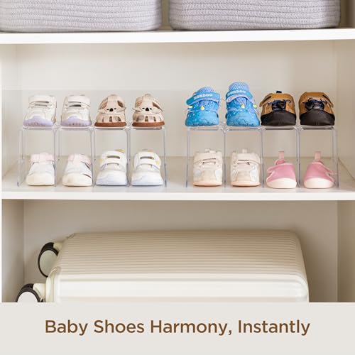 HBlife Clear Acrylic Kids Shoe Rack for Closet, 6 Pack, 4 Sections, Stackable, Crystal Clear, 4 Pairs Capacity - color: Clear, size: 6 Pack