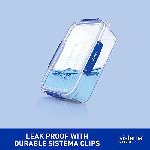 Sistema KLIP IT+ 2.2L Rectangle Food Storage Containers (3-Pack), Stackable & Airtight Food Boxes with Lids, Dishwasher, Freezer, & Microwave-Safe, BPA-Free, School Lunch Boxes - size: 2.2L (3-Pack)