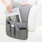 RETON Sofa Armrest Organizer with 5 Pockets, Non Slip Remote Control Caddy with 8 Pieces of Hook and Loop Fasteners, Armchair Caddy Holder Storage for Magazine Recliner Book TV Phone (Gray) - color: Gray