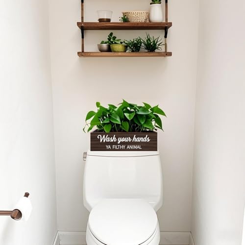 Bathroom Decor Box, Toilet Paper Basket 2 Sides Signs Farmhouse Bathroom Toilet Basket Tank Topper Rustic Farmhouse Home Decor for Livingroom Kitchen（One Dark Brown Box） - color: Dark Brown
