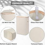 BALEINE Laundry Hamper with Lid, Tall Laundry Baskets with Bamboo Pull Handles, Large Laundry Bin with Internal Support (18 Gal/70L, Beige) - color: Beige, size: 70 liters