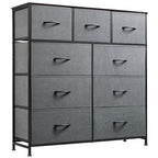 WLIVE 9-Drawer Dresser, Fabric Storage Tower for Bedroom, Hallway, Entryway, Closet, Tall Chest Organizer Unit with Fabric Bins, Steel Frame, Wood Top, Easy Pull Handle, Dark Grey - color: A-dark Grey