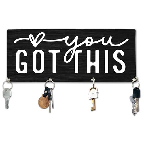 You Got This Wooden Key Holder for Wall - 5"x10" Key Organizer Hanger with 4 Hooks for Home Front Door Hallway Entryway Kitchen - Home Office Decor & Housewarming Gifts Supplies - A03 - color: You Got This