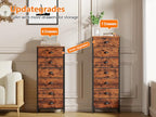 Furnulem Bedroom Dresser with 7 Drawers,Tall Industrial Fabric Chest of Drawers, Vertical Storage Tower Bedside Furniture in Living Room,Closet,Entryway-Sturdy Steel Frame(Rustic Brown) - color: Rustic Brown, size: 11.8"D x 15.8"W x 43.3"H (7 Drawers)