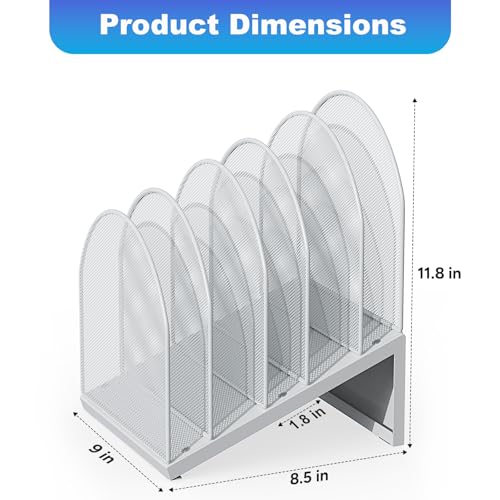 gianotter Desktop File Organizer, Desk Organizer with 5 Compartments, Paper Organizer for Desk, Workspace Organizers for Office Supplies (White, Inclined Style) - color: White, size: Inclined Style