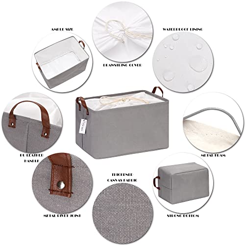 Hinwo 31L Large Storage Bins, Closet Organizers and Storage, Shelf Baskets, Foldable Clothes Storage Baskets with Handles, Containers for Clothing, Blanket, Towels, Toys, Bedding (Gray) - color: Gray, size: 16.5" / 31L / 1-Pack