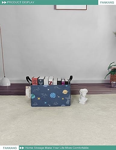 FANKANG Storage Bins, Nursery Hamper Canvas Laundry Basket Foldable with Waterproof PE Coating Large Storage Baskets for Kids Boys and Girls, Office, Bedroom, Clothes,Toys(Rec-Colorful Space - color: Rec-Colorful Space