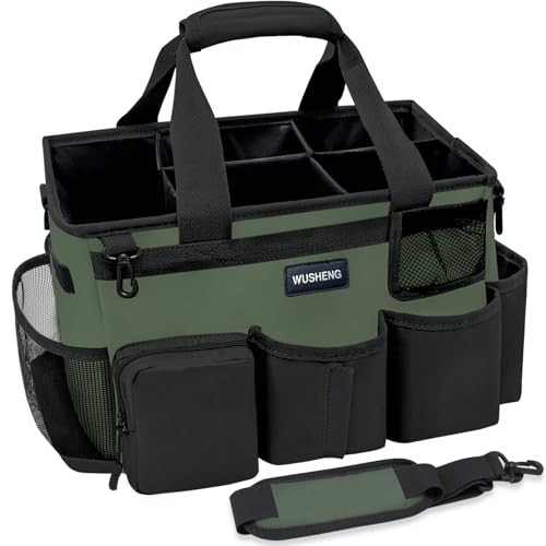 Wearable Cleaning Caddy Bag,Cleaning Supply Tote for Cleaning Supplies, Cleaning Organizer with Adjustable Shoulder and Waist Straps for Cleaners & Housekeepers (Green and Black, Large) - color: Black-Green, size: Large