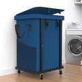 40 Gal(150L) High Grade Large Laundry Basket with Wheels, Rolling Laundry Hamper, Laundry Cart with Metal Frame and Removable Bag Design, Suitable for Laundry Room, Bedroom (Dark Blue, 150L) - color: Dark Blue, size: 1 Section 150L