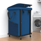 40 Gal(150L) High Grade Large Laundry Basket with Wheels, Rolling Laundry Hamper, Laundry Cart with Metal Frame and Removable Bag Design, Suitable for Laundry Room, Bedroom (Dark Blue, 150L) - color: Dark Blue, size: 1 Section 150L
