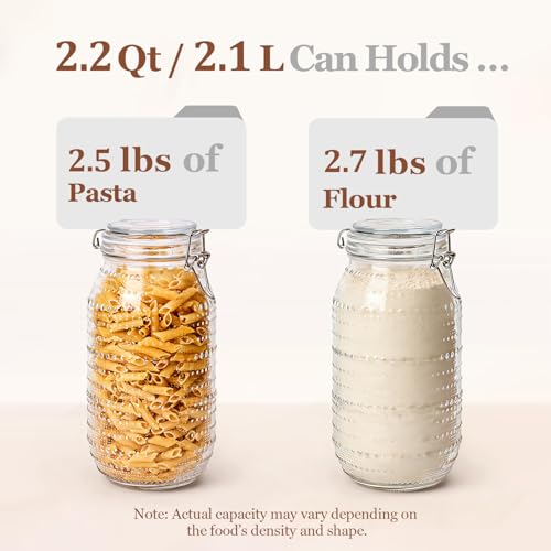 ComSaf 0.5 Gallon / 3 Pack Wide Mouth Glass Jars with Airtight Lids,Large Airtight Food Storage Containers for Pantry, Heavy-Duty Canister Set for Flour, Sugar, Cereal, Cookies, and Pet Food - size: 0.5 Gallon/3pcs