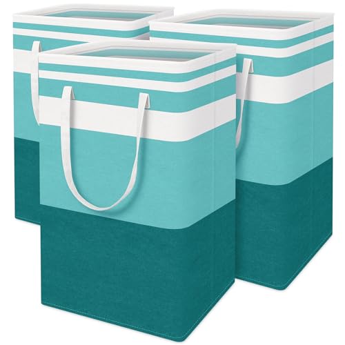 BlissTotes 3-Pack Laundry Basket, Freestanding＆Waterproof Laundry Hamper, Collapsible Tall Clothes Hamper with Easy Carry Handles for Clothes, Towels in the Family and Dorm,Gradient Green,88L - color: Green, size: 88L