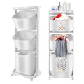 3 Tier Rolling Laundry Basket Vertical laundry hamper Sorter Cart with Wheels and Breaks Bathrooms Clothes Hamper 3 Section laundry organizer for Kitchens, Bedrooms, Laundry Rooms
