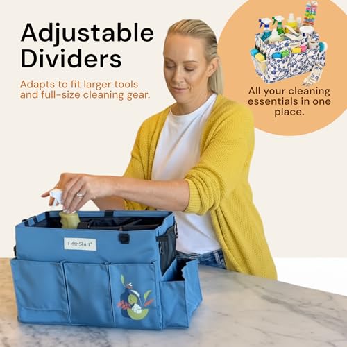 FifthStart Multiuse Large Blue Floral Diaper Caddy with Waist, Shoulder Strap, 9 Pockets, Mesh Base, and Adjustable Compartments - color: Blue Floral, size: Large