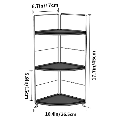 3 Tier Bathroom Corner Organizer Countertop, Vanity Counter Skincare Makeup Storage Shelf, Bathroom Sink Countertop Organizer, Black - color: Black