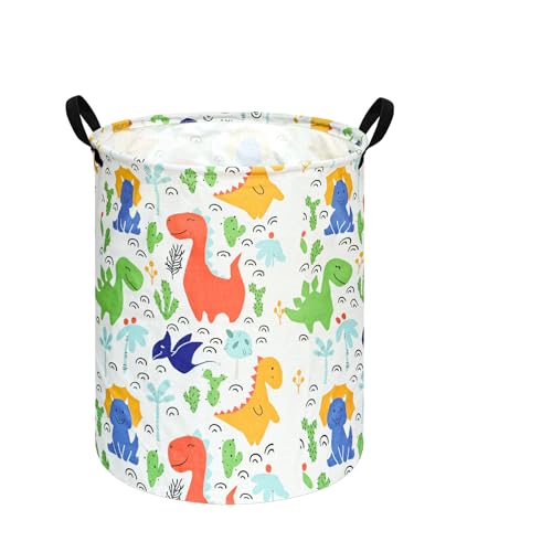 KUNRO Kids Laundry Hamper Clothes Gift Basket Storage Laundry Baskets Organizer Bin with Handles for Nursery Room (Baby Dino) - color: dino-baby