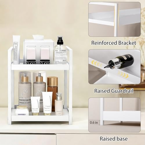 Anyoifax Bathroom Counter Organizer 2 Tier Vanity Storage Countertop Shelf Makeup Organizer Perfume Tray Skincare Holder for Sink, Dresser, Kitchen, Small White - color: White, size: Small