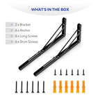 Ravinte 2 Pack 18 Inch Folding Shelf Brackets – Matte Black, Heavy Duty Collapsible Brackets for Tables and Benches – Space-Saving Design - size: 18 Inch