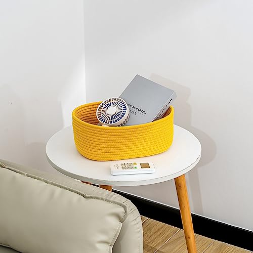 CubesLand Rope Woven Storage Baskets, Small Baby Nursery Organizer Basket, Rectangular Organization/Storage Bins, Closet Shelves Baskets，Empty Gift Basket 3 Packs, Yellow - color: Yellow, size: 3pcs-Small Basket