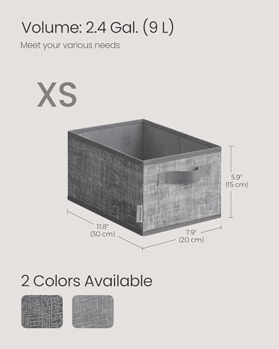 SONGMICS Storage Cubes, 11.8 x 7.9 x 5.9 Inches Non-Woven Fabric Bins with Double Handles, Set of 3, Closet Organizers for Shelves, Foldable, for Clothes, Cattail Gray UROB415G01 - color: Cattail Gray, size: 3 Pack（11.8"L x 7.9"W x 5.9"H）