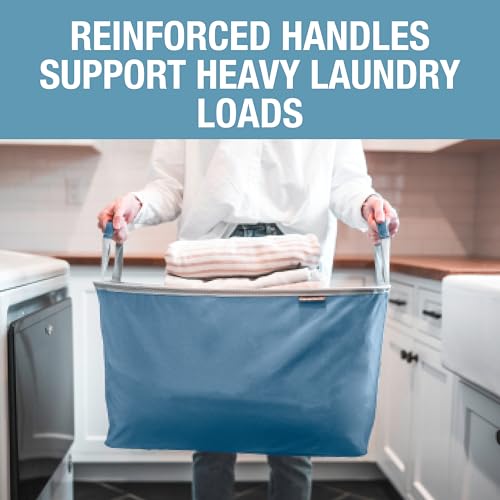 CleverMade Collapsible Laundry Basket 2 Pack – 60L (16 Gal) Foldable Clothes Hamper with Reinforced Handles, Space Saving Fabric Laundry Bin, Holds 55 lbs, Flat Folding for Dorm, Apartment & RV - Denim - color: Denim Gray