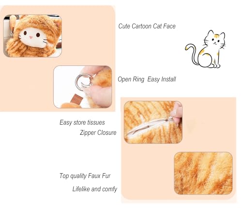 Tissue Box Cover Plush Tissue Box Holder for Car, Home, Decorative Holder/Organizer for Bathroom Vanity Countertop, Nightstands, Office Desk-Orange Cat - color: Orange Cat