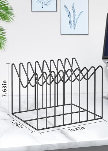 2 Sets File Organizer for Desk,File Sorter Organizer,File Folder Holder/Rack/Stand,Desktop Record/Clipboard Holder,8 Sections Storage,Anti-Scratch/Rusty,Metal Stable Holder,Black - style: 2 Sets