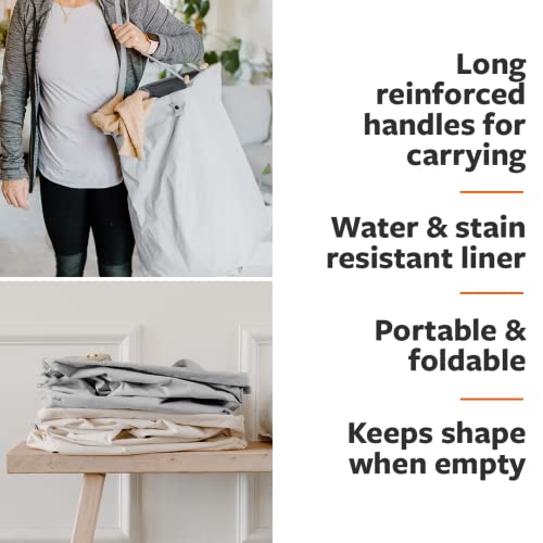 Full Circle Loads of Fun Collapsible Laundry Bag – Pop-Up Laundry Basket for Dirty Clothes & Towels– Organic Cotton with Long Handles - Ideal for Travel & Collapsing - Perfect for Bedroom or Dorm - color: Natural