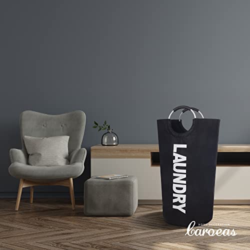 Caroeas 90L Laundry Basket (13 Colors), Waterproof Laundry Hamper, Laundry Bag with Padded Handles, Clothes Hamper Stands Up Well, Collapsible Laundry Basket Easy Storage - color: Black, size: 90L